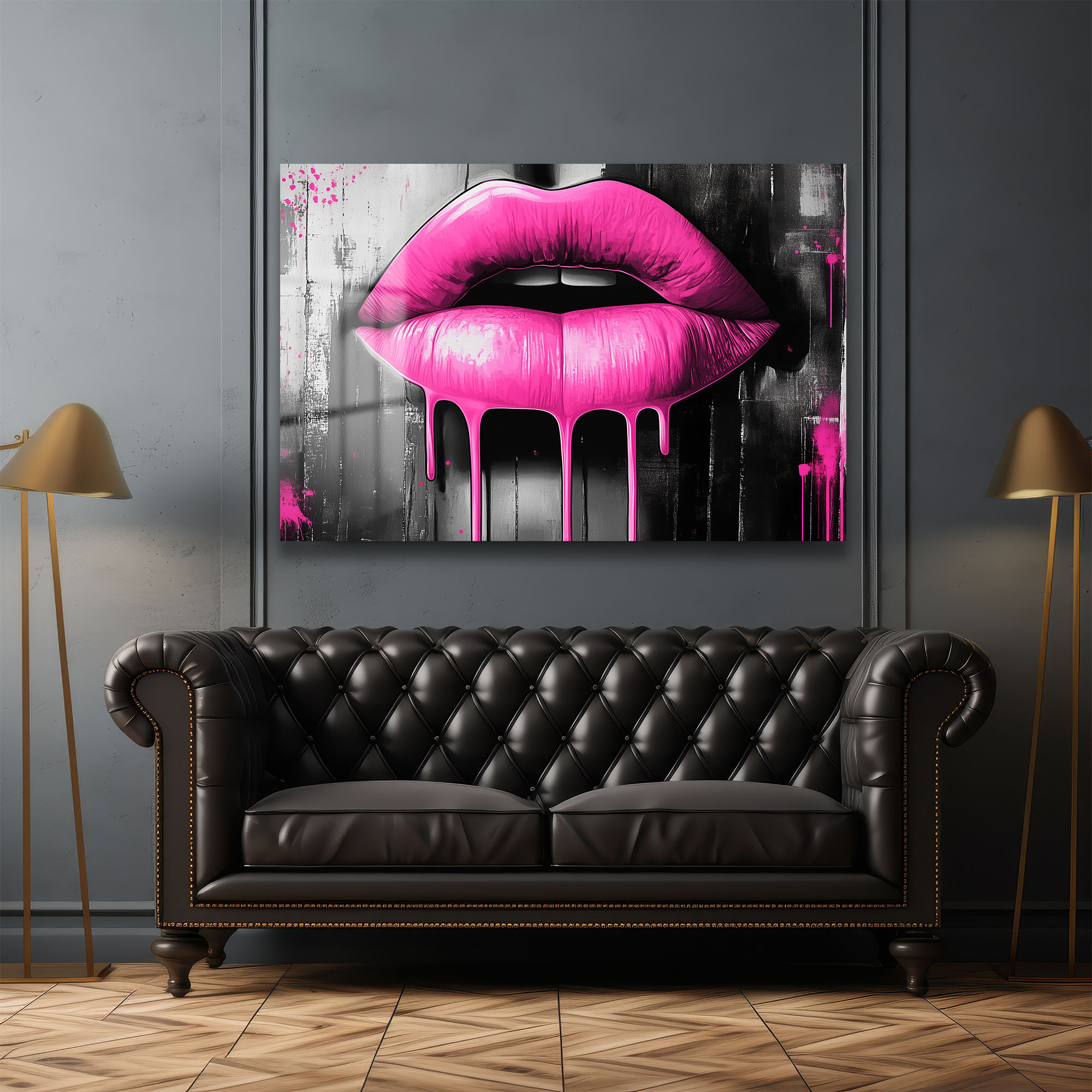 Pembe Dudaklar: Pop Art Ruhuyla Modern Cam Tablo - Glazella Pembe Dudaklar: Pop Art Ruhuyla Modern Cam Tablo - Glazella