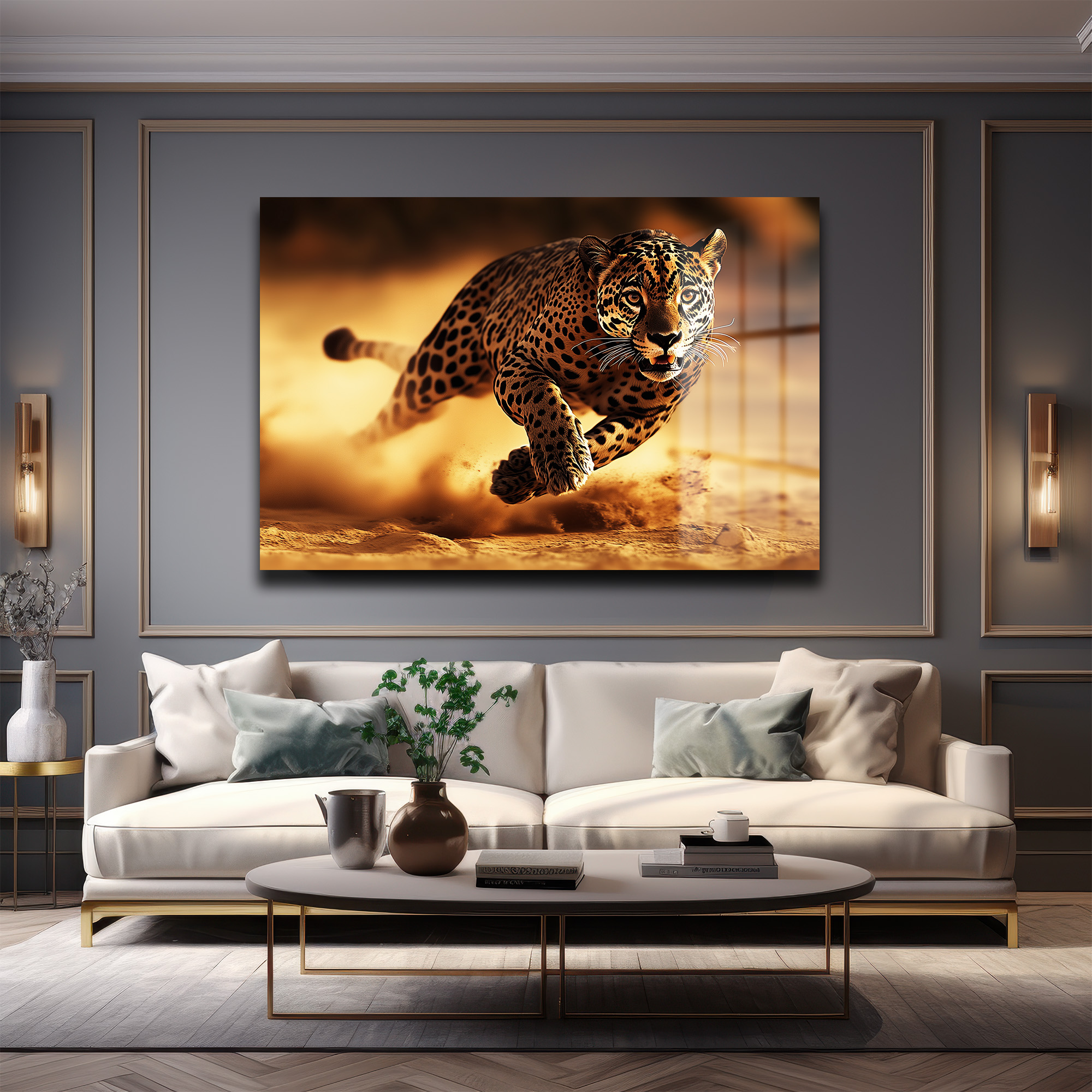 Anlık Hız: Koşan Jaguar Cam Tablo - Vahşi Doğanın Gücü Duvar Dekoru Anlık Hız: Koşan Jaguar Cam Tablo - Vahşi Doğanın Gücü - Görsel 2