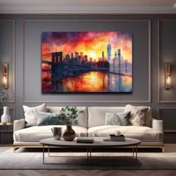 Büyüleyici Gün Batımı: Brooklyn Köprüsü New York Cam Tablo - Glazella