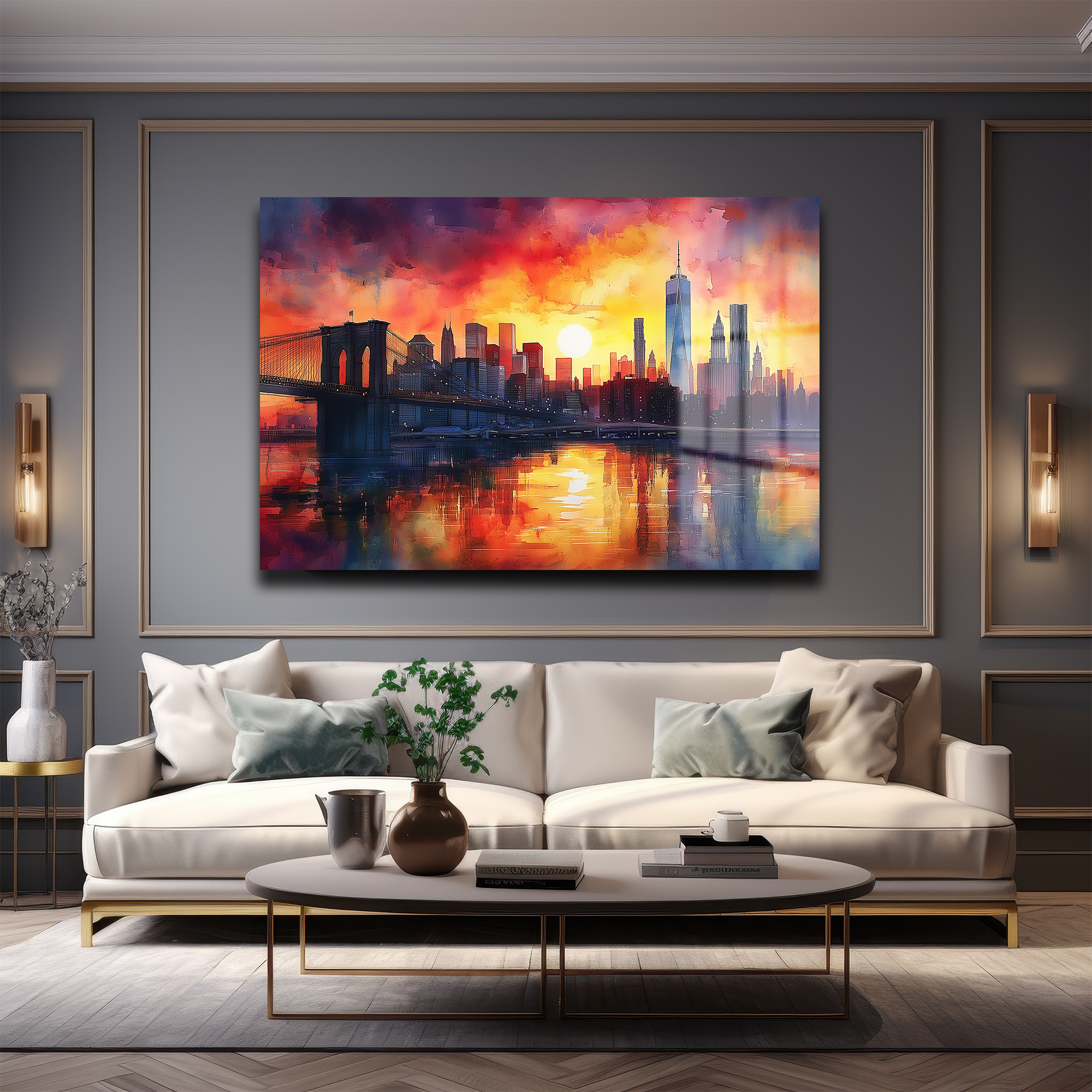 Büyüleyici Gün Batımı: Brooklyn Köprüsü New York Cam Tablo Duvar Dekoru Büyüleyici Gün Batımı: Brooklyn Köprüsü New York Cam Tablo - Görsel 2