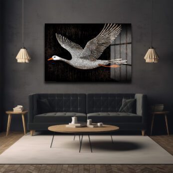 Uçan Kazın Özgür Ruhu: Modern Sanat Cam Tablo - Glazella