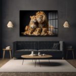 Aslan Ailesi: Güç ve Koruma Temalı Modern Cam Tablo Duvar Dekoru Aslan Ailesi: Güç ve Koruma Temalı Modern Cam Tablo Dekoratif Cam Tablo