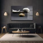 Doğal Denge: Huzur Veren Minimalist Cam Tablo Dekoratif Cam Tablo