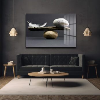 Doğal Denge: Huzur Veren Minimalist Cam Tablo - Glazella
