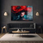 Kırmızı Haşhaşın Gizemi: Büyüleyici Modern Cam Tablo Dekoratif Cam Tablo