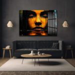 Ateşten Gözler: Gizemli Yansımalar Modern Cam Tablo Duvar Dekoru Ateşten Gözler: Gizemli Yansımalar Modern Cam Tablo Dekoratif Cam Tablo