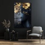 Altın Çiçekli Gizem: Modern Sanat Temperli Cam Tablo Duvar Dekoru Altın Çiçekli Gizem: Modern Sanat Temperli Cam Tablo Dekoratif Cam Tablo