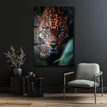Jungle'ın Gizemli Bakışı: Mavi Gözlü Jaguar Temperli Cam Tablo - Glazella Jungle'ın Gizemli Bakışı: Mavi Gözlü Jaguar Temperli Cam Tablo - Glazella
