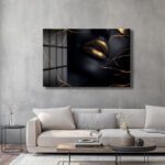 Gizemli Altın Dudaklar: Modern Sanat Cam Tablo Dekoratif Cam Tablo