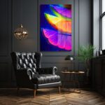 Neon Işıltılı Narenciye: Modern Soyut Temperli Cam Tablo Dekoratif Cam Tablo