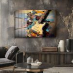Müzikal Ruh: Soyut Sanat Tarzı Elektro Gitar Cam Tablo Duvar Dekoru Müzikal Ruh: Soyut Sanat Tarzı Elektro Gitar Cam Tablo Dekoratif Cam Tablo