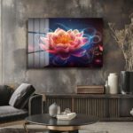 Efsunlu Lotus Çiçeği: Işıltılı Pembe ve Mavi Tonlarında Cam Tablo Duvar Dekoru Efsunlu Lotus Çiçeği: Işıltılı Pembe ve Mavi Tonlarında Cam Tablo Dekoratif Cam Tablo