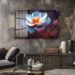Işıltılı Lotus: Büyüleyici Mavi Tonlarda Modern Cam Tablo Duvar Dekoru Işıltılı Lotus: Büyüleyici Mavi Tonlarda Modern Cam Tablo Dekoratif Cam Tablo