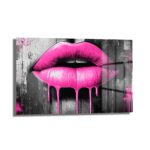 Pembe Dudaklar: Pop Art Ruhuyla Modern Cam Tablo - Glazella