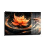 Işıltılı Enerji: Soyut Lotus Cam Tablo - Glazella Işıltılı Enerji: Soyut Lotus Cam Tablo - Glazella