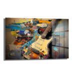 Müzikal Ruh: Soyut Sanat Tarzı Elektro Gitar Cam Tablo - Glazella Müzikal Ruh: Soyut Sanat Tarzı Elektro Gitar Cam Tablo - Glazella