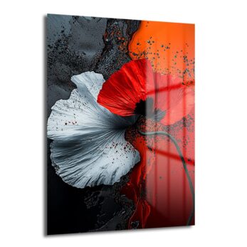 Ateş ve Karın Dansı: Dinamik Poppy Çiçekleri Cam Tablo - Glazella
