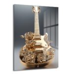 Altın Melodi: Lüks Çiçekli Gitar Sanat Cam Tablo Duvar Dekoru Altın Melodi: Lüks Çiçekli Gitar Sanat Cam Tablo, altın rengi bir gitarın narin çiçek detaylarıyla süslendiği, modern ve şık bir duvar dekorasyon ürünüdür.