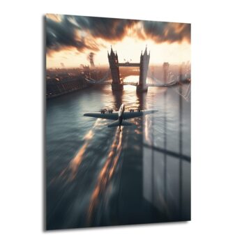 Dramatik Londra Uçuşu: Tower Bridge ve Gün Batımı Cam Tablo - Glazella