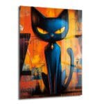 Gizemli Bakışlar: Modern Sanat Siyah Kedi Cam Tablo - Glazella Gizemli Bakışlar: Modern Sanat Siyah Kedi Cam Tablo - Glazella