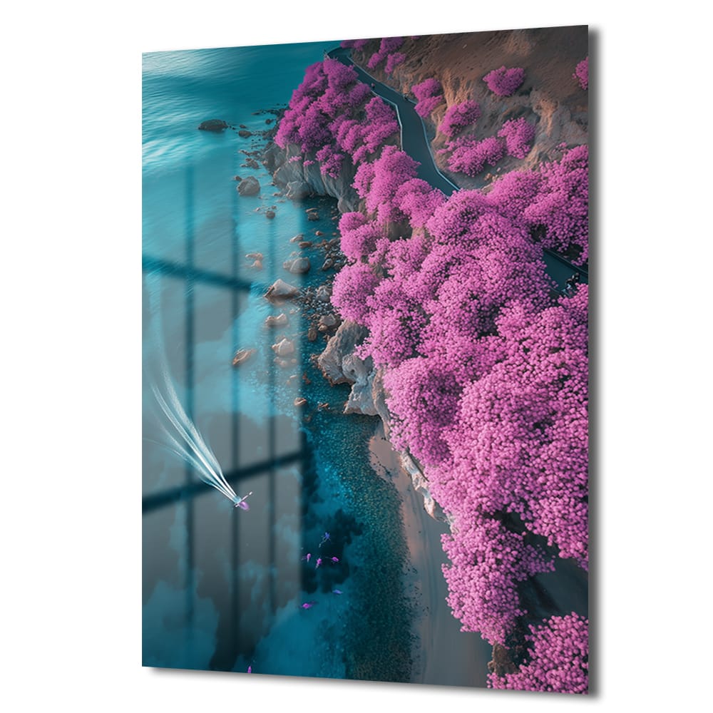 Pembe Cennet Kıyıları: Modern Manzara Cam Tablo Duvar Dekoru Pembe Cennet Kıyıları: Modern Manzara Cam Tablo - Görsel 4
