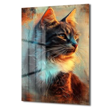 Gizemli Kedi Bakışı: Canlı Renklerle Temperli Cam Tablo - Glazella Gizemli Kedi Bakışı: Canlı Renklerle Temperli Cam Tablo - Glazella
