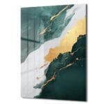 Zümrüt Akışı: Altın Detaylı Modern Soyut Cam Tablo Duvar Dekoru Zümrüt Akışı: Altın Detaylı Modern Soyut Cam Tablo Dekoratif Cam Tablo
