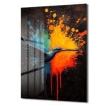 Enerjik Kolibri: Renk Patlaması Modern Cam Tablo Duvar Dekoru Enerjik Kolibri: Renk Patlaması Modern Cam Tablo Dekoratif Cam Tablo