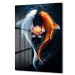 Uyumun Dansı: Koi Balığı ve Lotus Çiçeği Modern Cam Tablo Duvar Dekoru Uyumun Dansı: Koi Balığı ve Lotus Çiçeği Modern Cam Tablo Dekoratif Cam Tablo