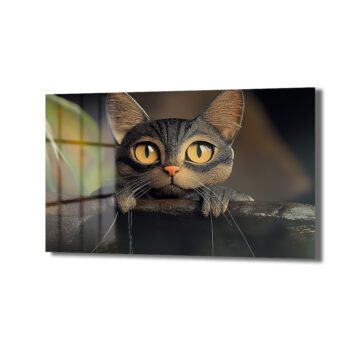 Büyüleyici Gözler: Meraklı Kedi Temalı Modern Dekoratif Cam Tablo - Glazella Büyüleyici Gözler: Meraklı Kedi Temalı Modern Dekoratif Cam Tablo - Glazella