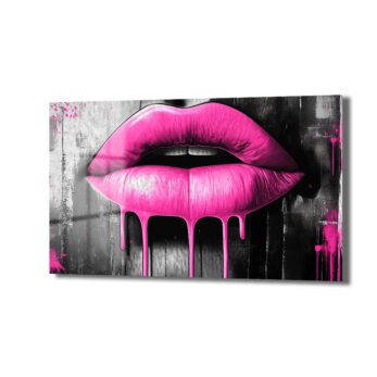 Pembe Dudaklar: Pop Art Ruhuyla Modern Cam Tablo - Glazella Pembe Dudaklar: Pop Art Ruhuyla Modern Cam Tablo - Glazella
