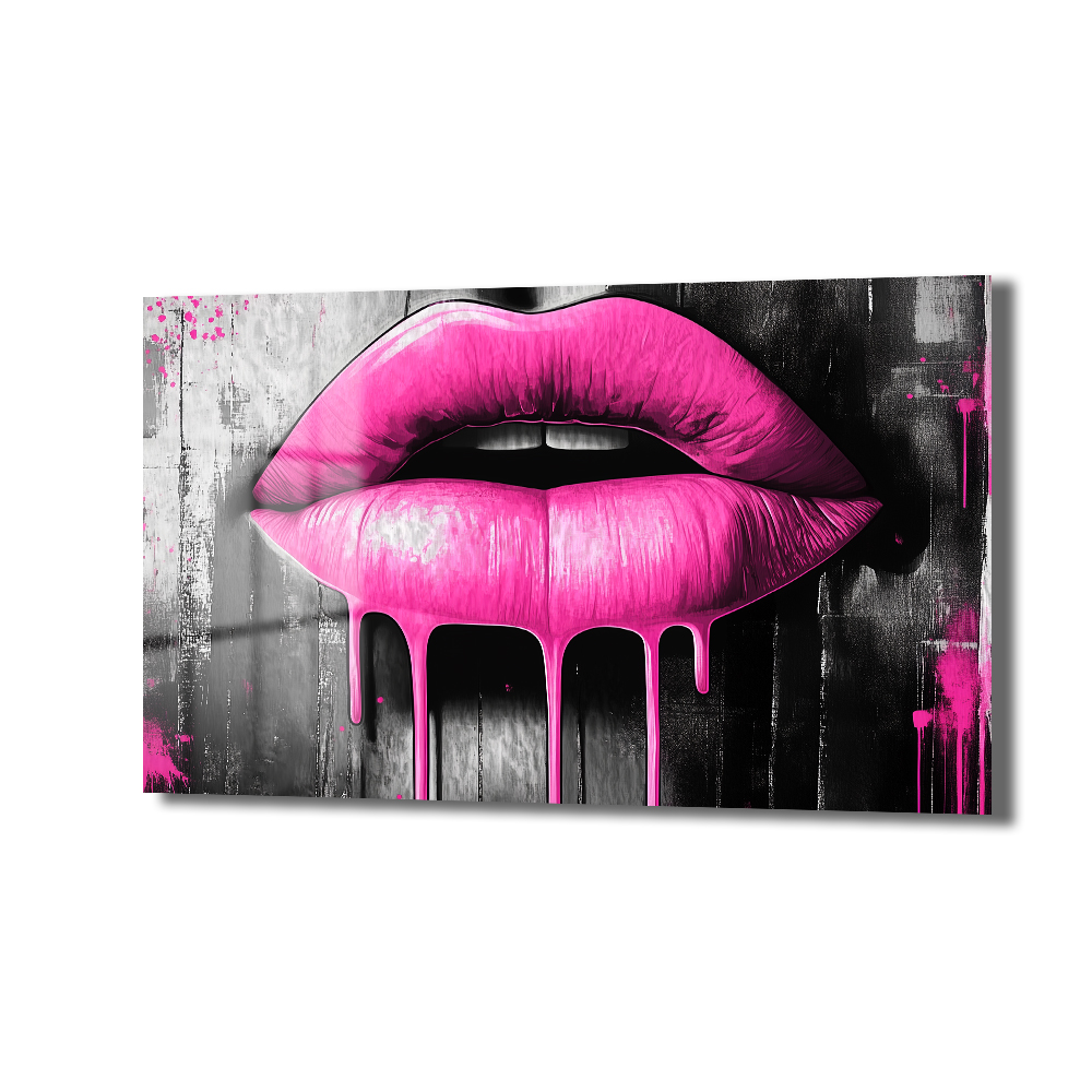 Pembe Dudaklar: Pop Art Ruhuyla Modern Cam Tablo - Glazella Pembe Dudaklar: Pop Art Ruhuyla Modern Cam Tablo - Glazella