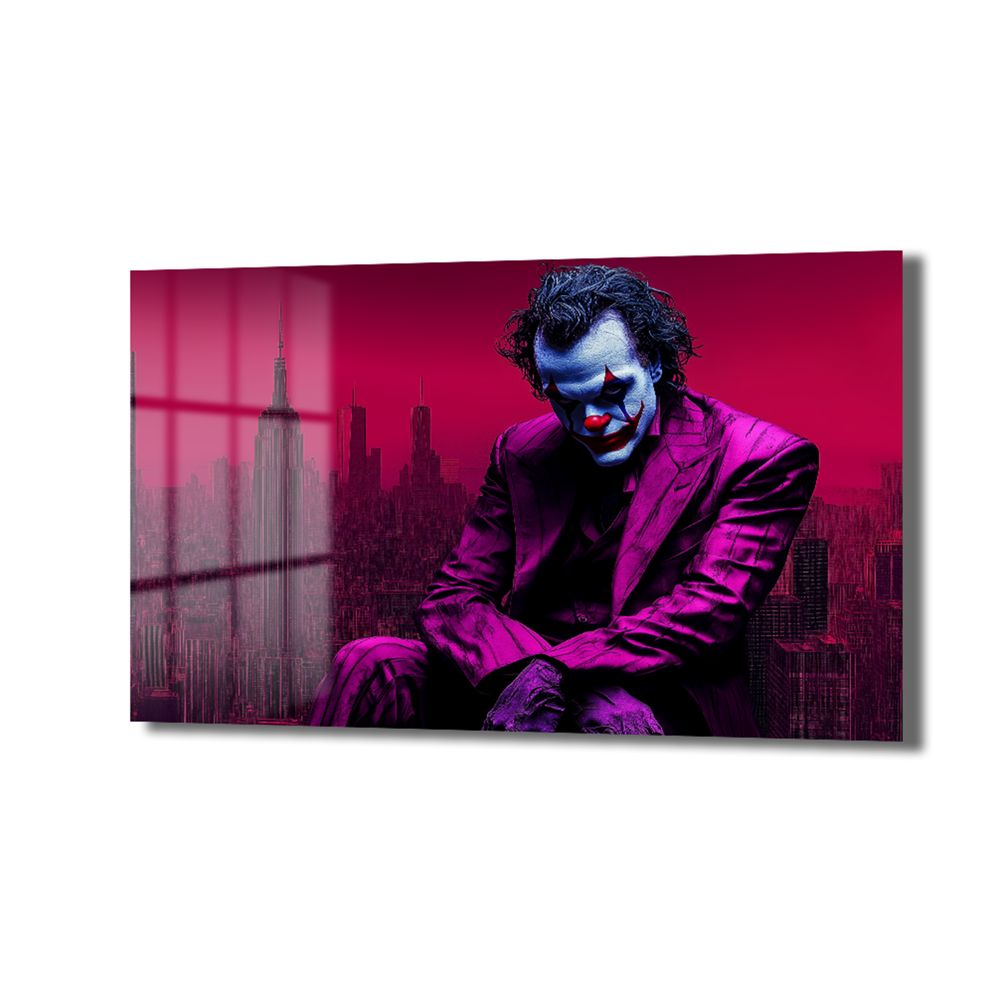 Joker Efsanesi: Gotham Şehri Temalı Sanatsal Cam Tablo - Glazella Joker Efsanesi: Gotham Şehri Temalı Sanatsal Cam Tablo - Glazella