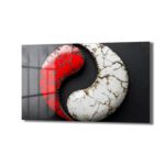 Kırmızı Beyaz Dinamik Denge: Modern Yin Yang Temperli Cam Tablo Duvar Dekoru Kırmızı Beyaz Dinamik Denge: Modern Yin Yang Temperli Cam Tablo Dekoratif Cam Tablo