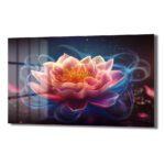 Efsunlu Lotus Çiçeği: Işıltılı Pembe ve Mavi Tonlarında Cam Tablo Duvar Dekoru Efsunlu Lotus Çiçeği: Işıltılı Pembe ve Mavi Tonlarında Cam Tablo Dekoratif Cam Tablo