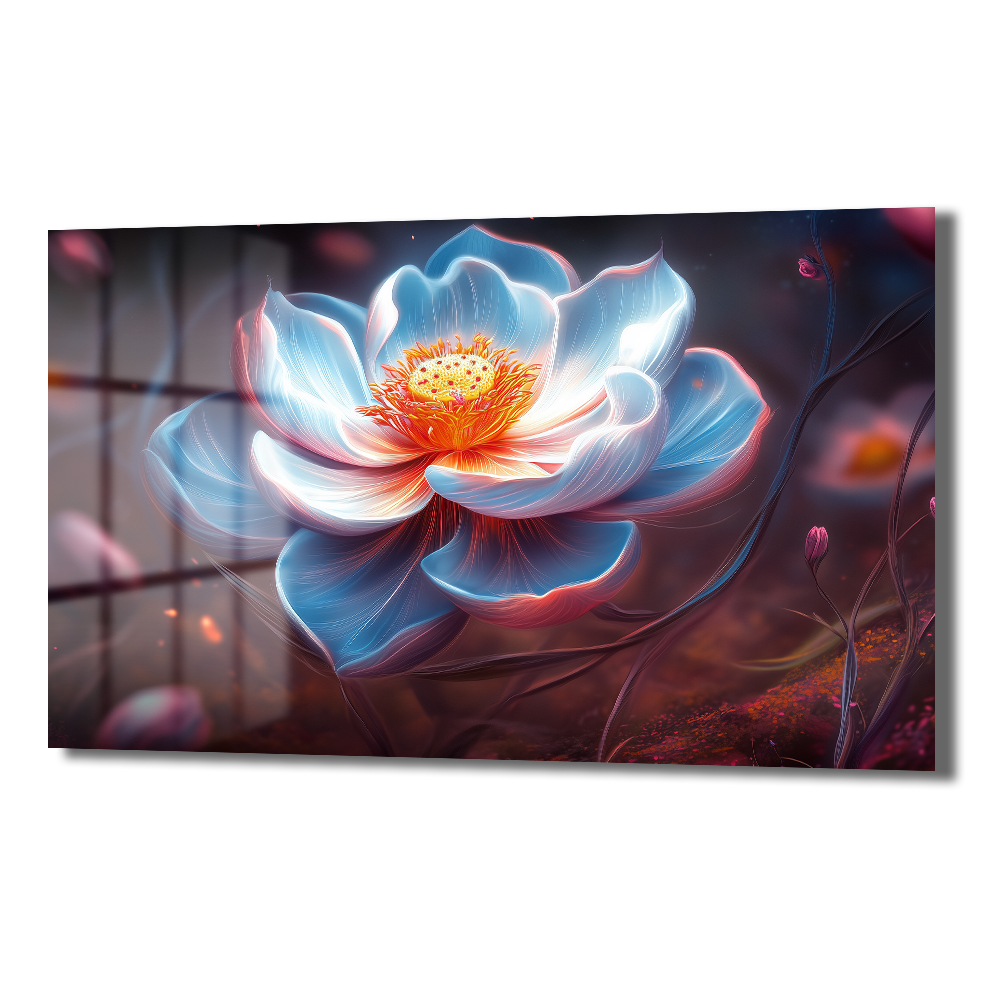 Işıltılı Lotus: Büyüleyici Mavi Tonlarda Modern Cam Tablo Duvar Dekoru Işıltılı Lotus: Büyüleyici Mavi Tonlarda Modern Cam Tablo - Görsel 4