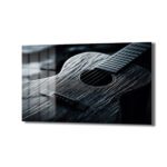 Melankolik Akorlar: Modern Dokulu Gitar Cam Tablo Duvar Dekoru Melankolik Akorlar: Modern Dokulu Gitar Cam Tablo Dekoratif Cam Tablo