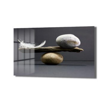 Doğal Denge: Huzur Veren Minimalist Cam Tablo - Glazella