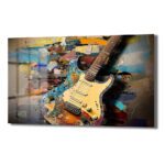Müzikal Ruh: Soyut Sanat Tarzı Elektro Gitar Cam Tablo Duvar Dekoru Müzikal Ruh: Soyut Sanat Tarzı Elektro Gitar Cam Tablo Dekoratif Cam Tablo
