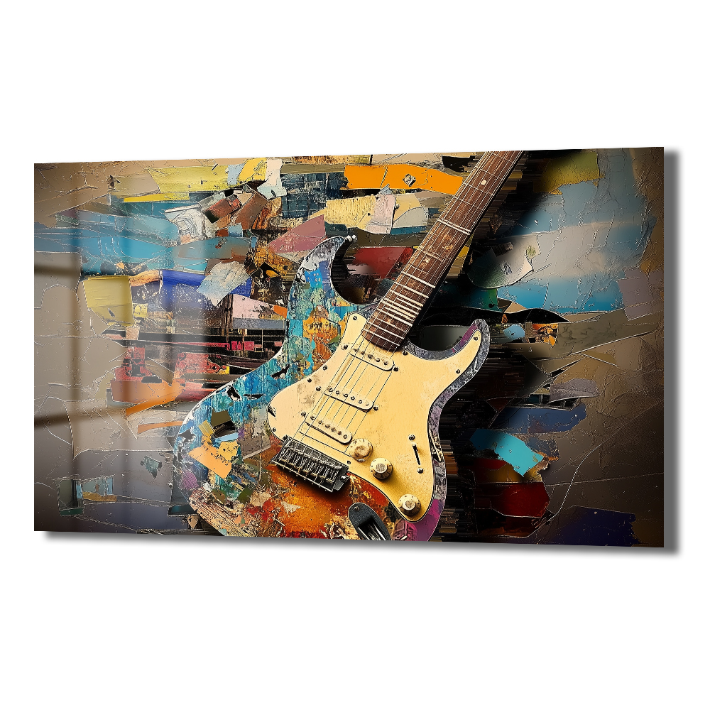 Müzikal Ruh: Soyut Sanat Tarzı Elektro Gitar Cam Tablo Duvar Dekoru Müzikal Ruh: Soyut Sanat Tarzı Elektro Gitar Cam Tablo - Görsel 4