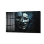 İki Yüzlü Maske: Gizemli Denge Modern Cam Tablo Duvar Dekoru İki Yüzlü Maske: Gizemli Denge Modern Cam Tablo Dekoratif Cam Tablo