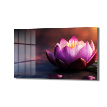 Zen Lotus: Mor ve Pembe Tonlarında Modern Dekoratif Cam Tablo - Glazella