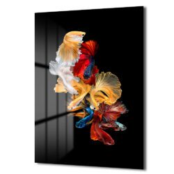 Betta Balıkları Sualtı Dansı Modern Cam Tablo Duvar Dekoru Betta Balıkları Sualtı Dansı Modern Cam Tablo Dekoratif Cam Tablo