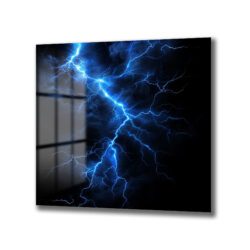 Mavi Şimşek Enerjisi Modern Cam Tablo Duvar Dekoru Mavi Şimşek Enerjisi Modern Cam Tablo Dekoratif Cam Tablo