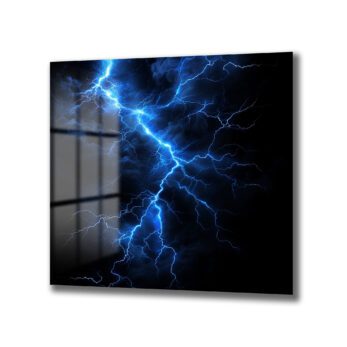 Mavi Şimşek Enerjisi Modern Cam Tablo - Glazella Mavi Şimşek Enerjisi Modern Cam Tablo - Glazella