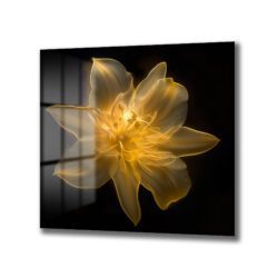 Ethereal Altın Çiçek Işıltısı Cam Tablo Duvar Dekoru Ethereal Altın Çiçek Işıltısı Cam Tablo Dekoratif Cam Tablo