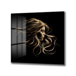 Altın Saçlı Kadın Portresi Modern Cam Tablo Duvar Dekoru Altın Saçlı Kadın Portresi Modern Cam Tablo Dekoratif Cam Tablo