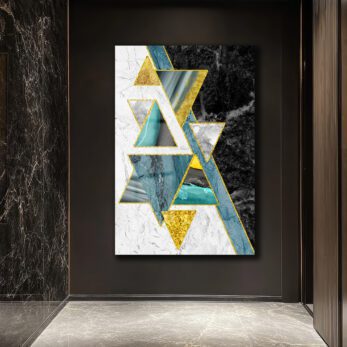 Altın Vurgulu Geometrik Soyut Modern Cam Tablo - Glazella Altın Vurgulu Geometrik Soyut Modern Cam Tablo - Glazella
