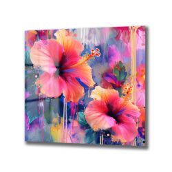 Tropik Rüyalar: Canlı Hibiskus Çiçekleri Cam Tablo Duvar Dekoru Tropik Rüyalar: Canlı Hibiskus Çiçekleri Cam Tablo Dekoratif Cam Tablo