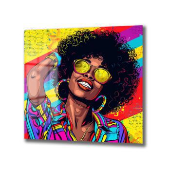 Pop Art Enerjili Renkli Kadın Portresi Cam Tablo - Glazella Pop Art Enerjili Renkli Kadın Portresi Cam Tablo - Glazella
